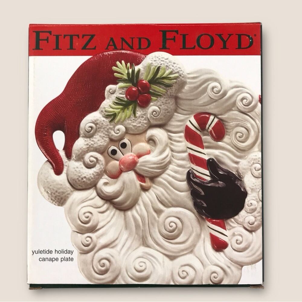 Fitz & Floyd Boxed Santa Claus Canape Plate or Wall Decor